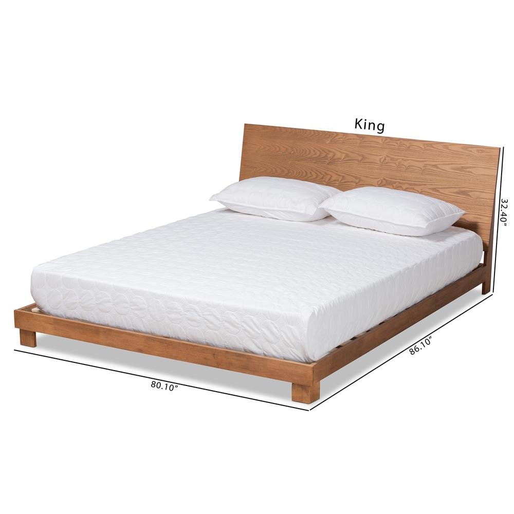 Haines Modern and Contemporary Walnut Brown Finished Wood King Size Platform Bed. Picture 20