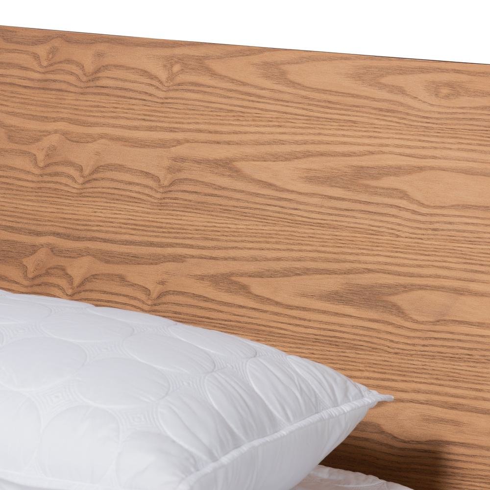 Haines Modern and Contemporary Walnut Brown Finished Wood King Size Platform Bed. Picture 14