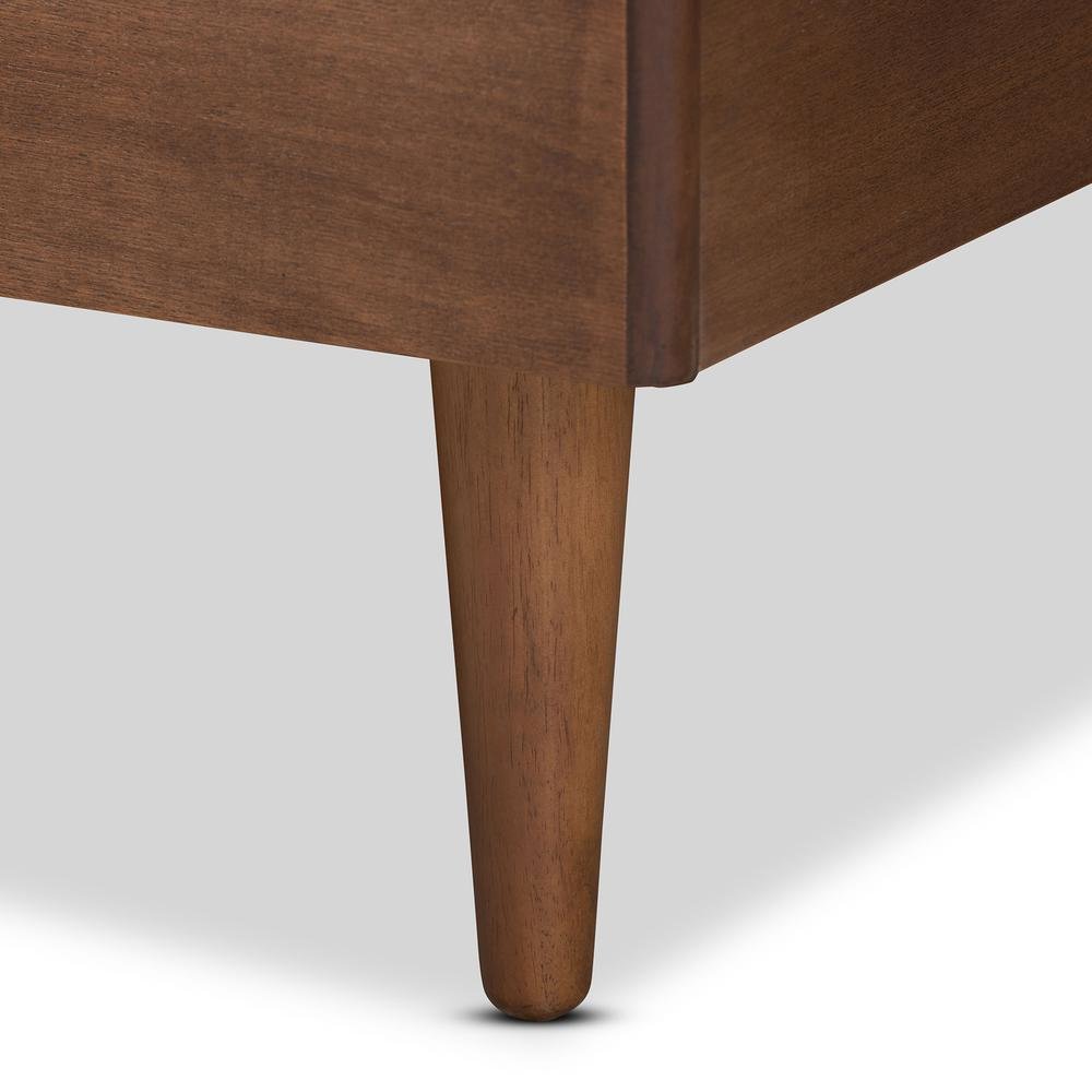 Sora Mid-Century Modern Ash Walnut Finished Wood King Size Platform Bed. Picture 16