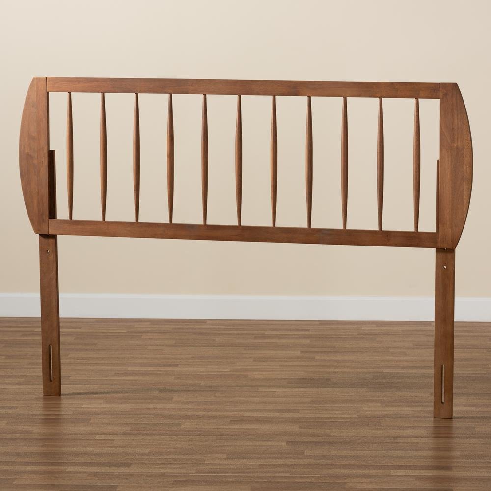 Transitional Ash Walnut Finished Wood King Size Headboard. Picture 12