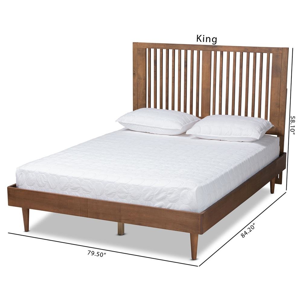 Transitional Ash Walnut Finished Wood King Size Platform Bed. Picture 21