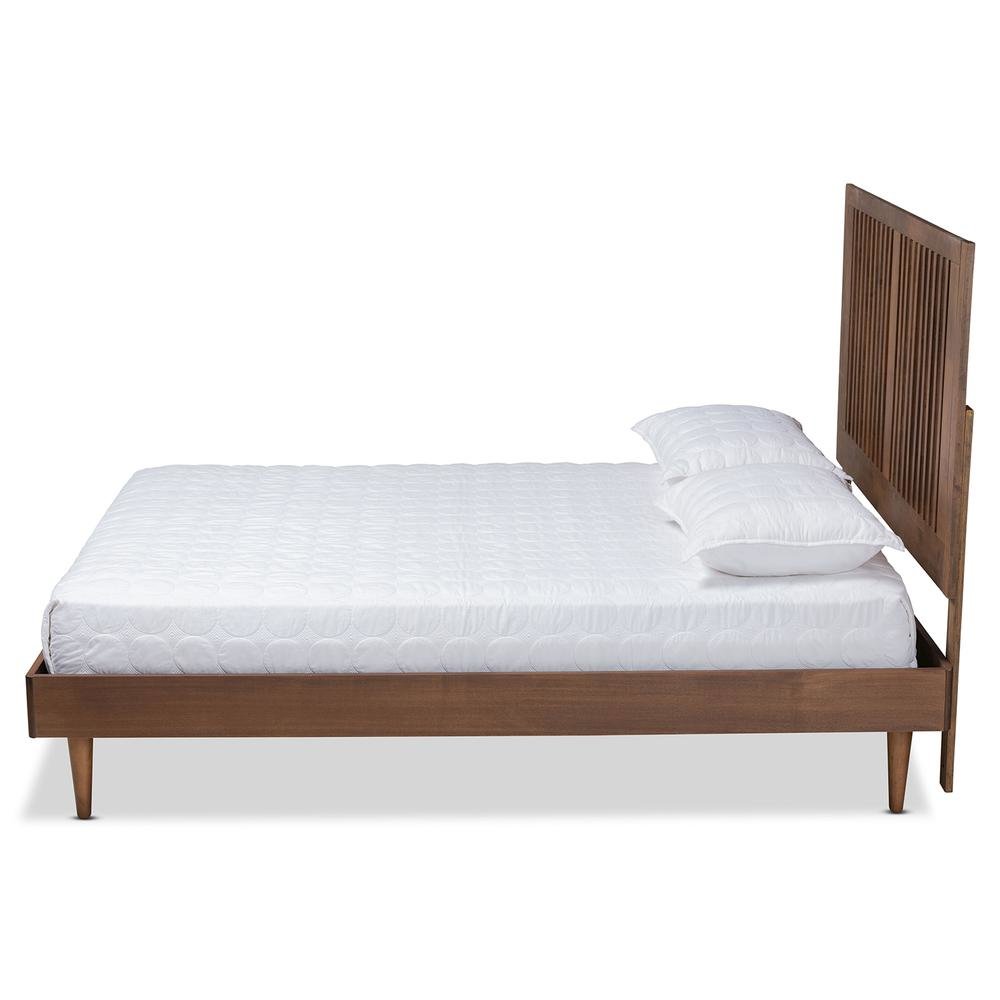 Transitional Ash Walnut Finished Wood King Size Platform Bed. Picture 13