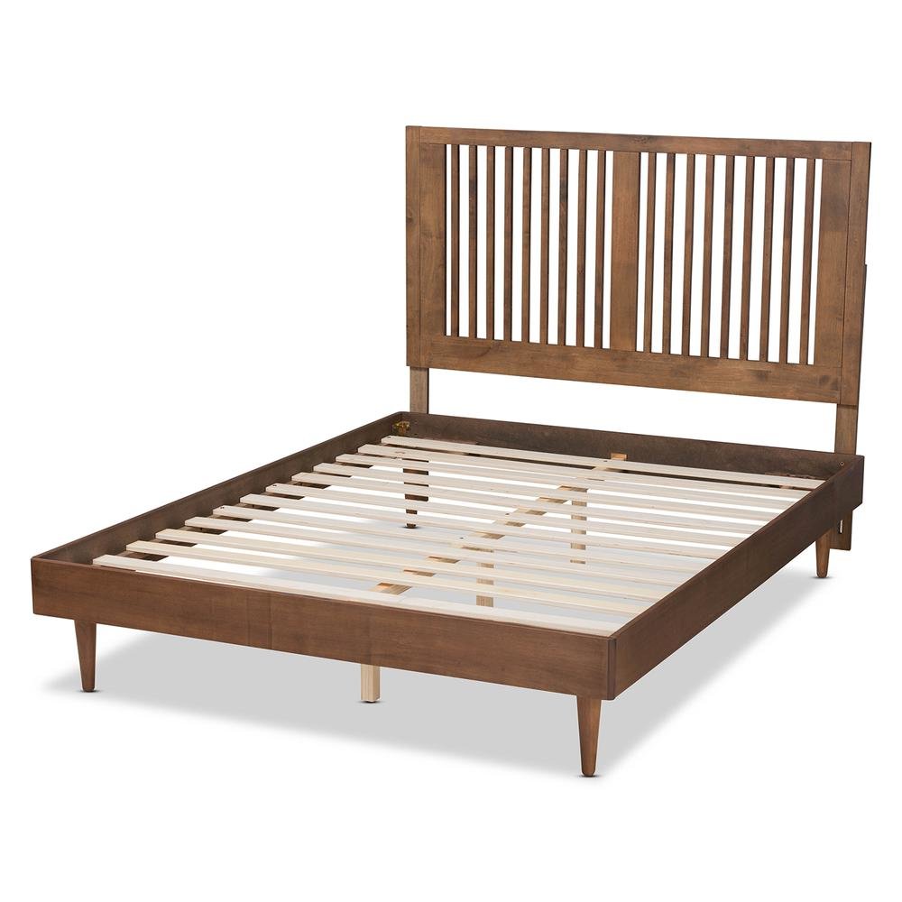 Transitional Ash Walnut Finished Wood King Size Platform Bed. Picture 14