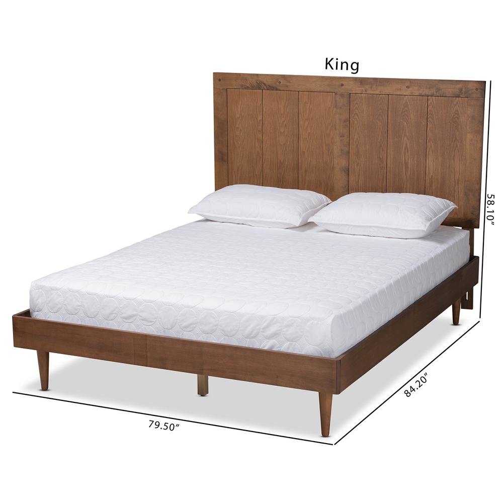 Transitional Ash Walnut Finished Wood King Size Platform Bed. Picture 21