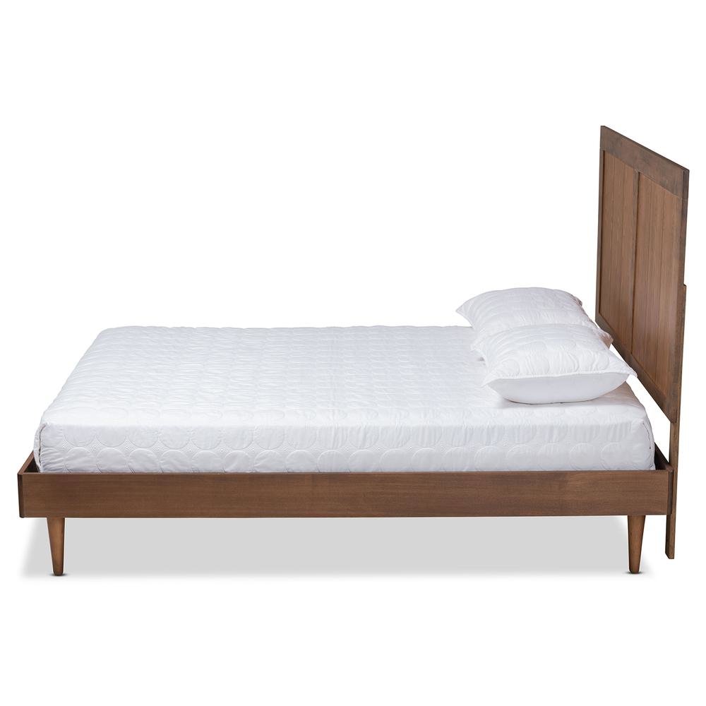 Transitional Ash Walnut Finished Wood King Size Platform Bed. Picture 13