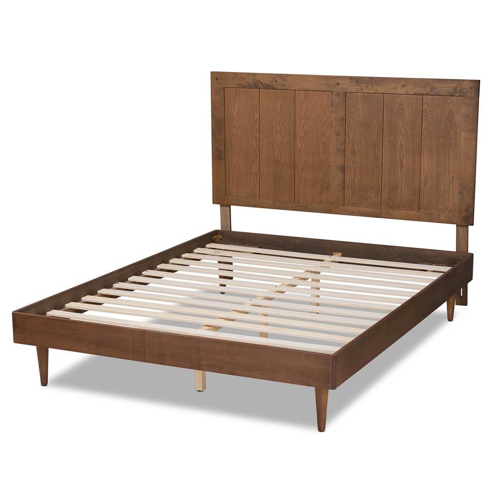 Transitional Ash Walnut Finished Wood King Size Platform Bed. Picture 14