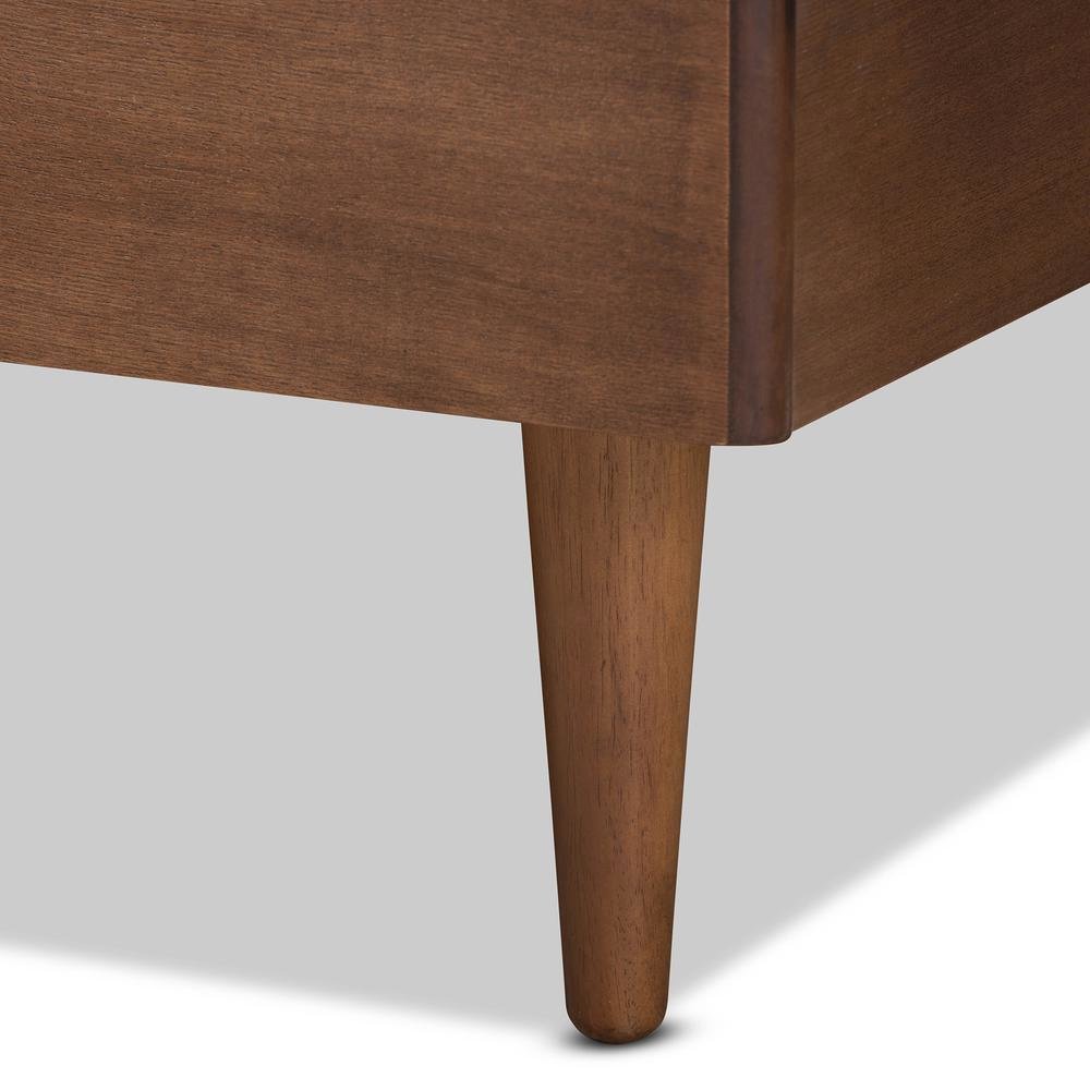 Transitional Ash Walnut Finished Wood King Size Platform Bed. Picture 16