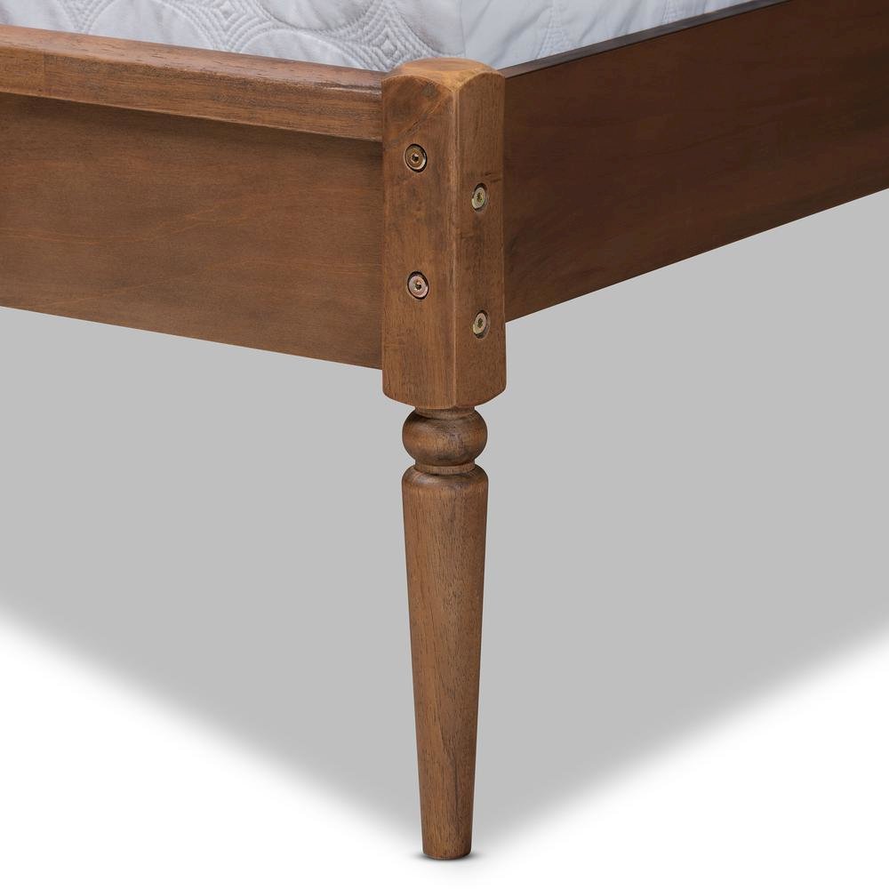 Walnut Brown Finished Wood and Synthetic Rattan King Size Platform Bed. Picture 16