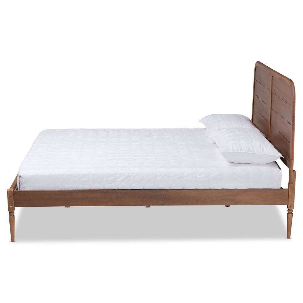 Traditional Walnut Brown Finished Wood King Size Platform Bed. Picture 13