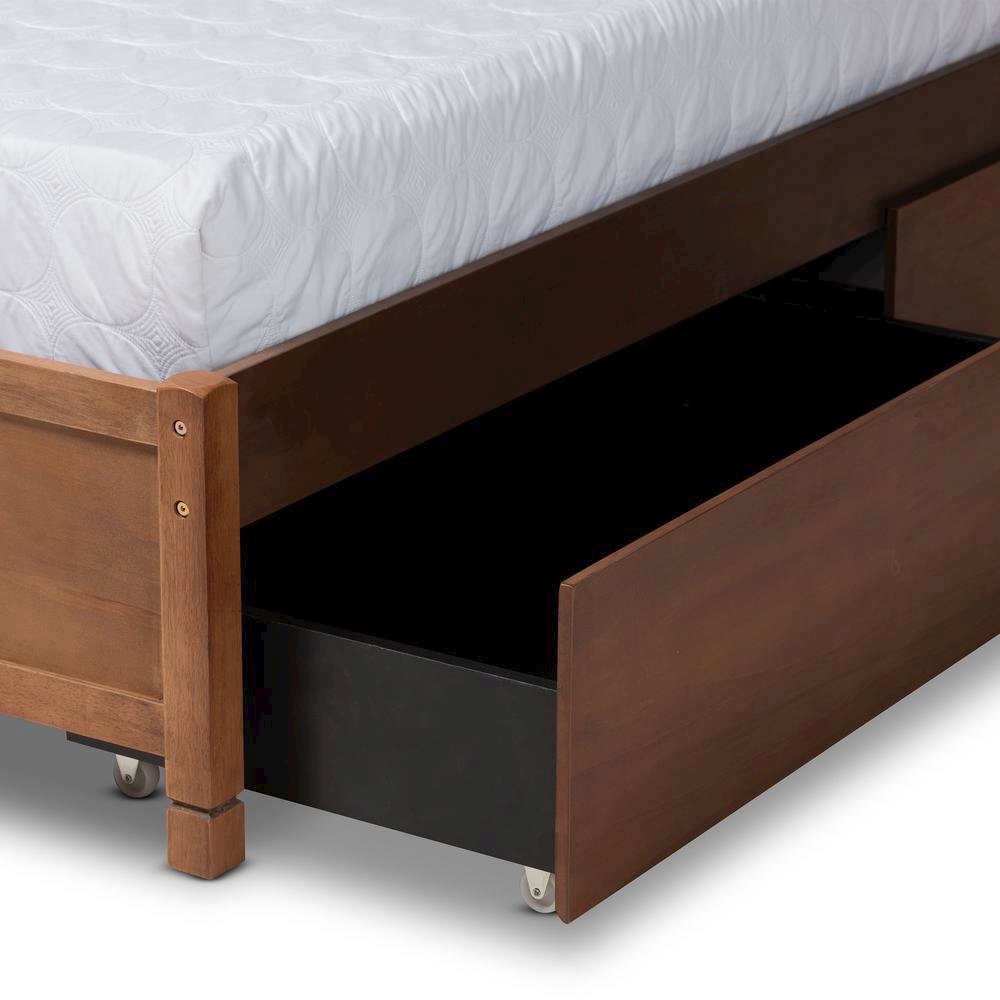 Walnut Brown Finished Wood King Size 4-Drawer Platform Storage Bed Frame. Picture 19