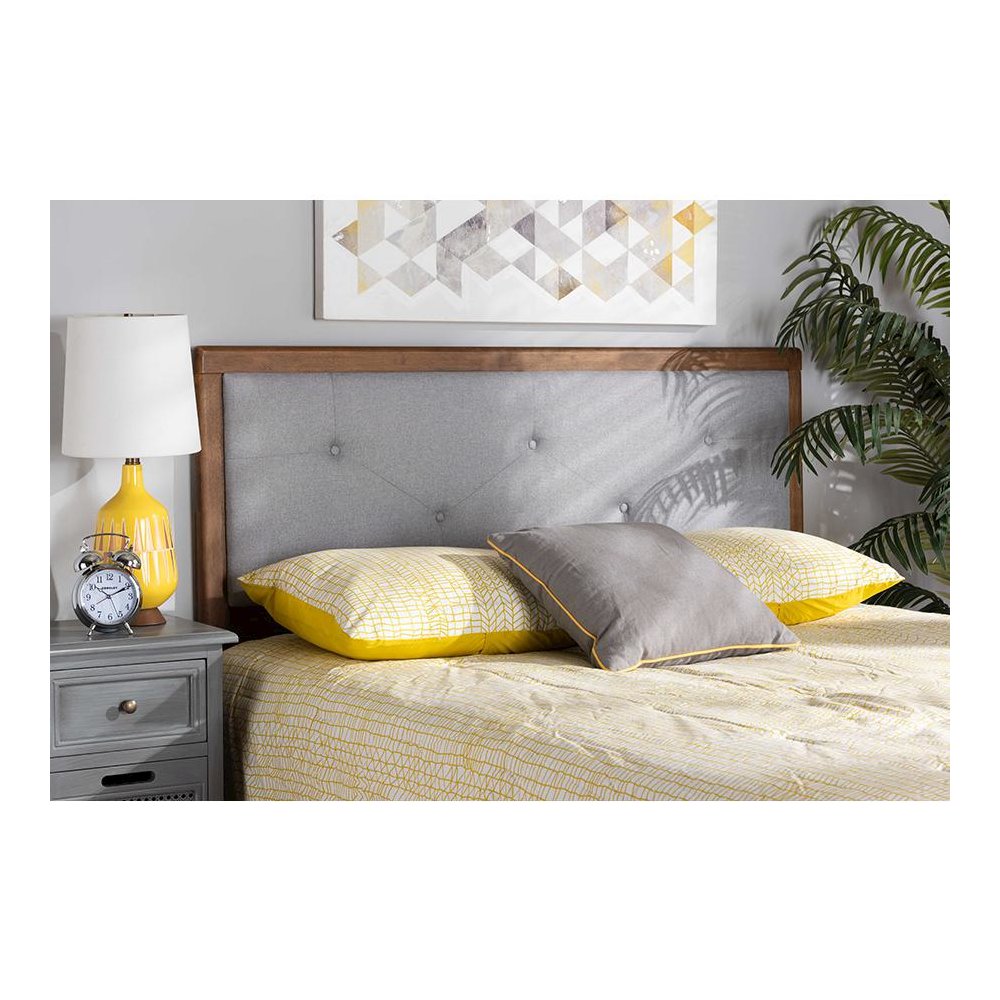 Walnut Brown Finished Wood Queen Size Headboard. Picture 19