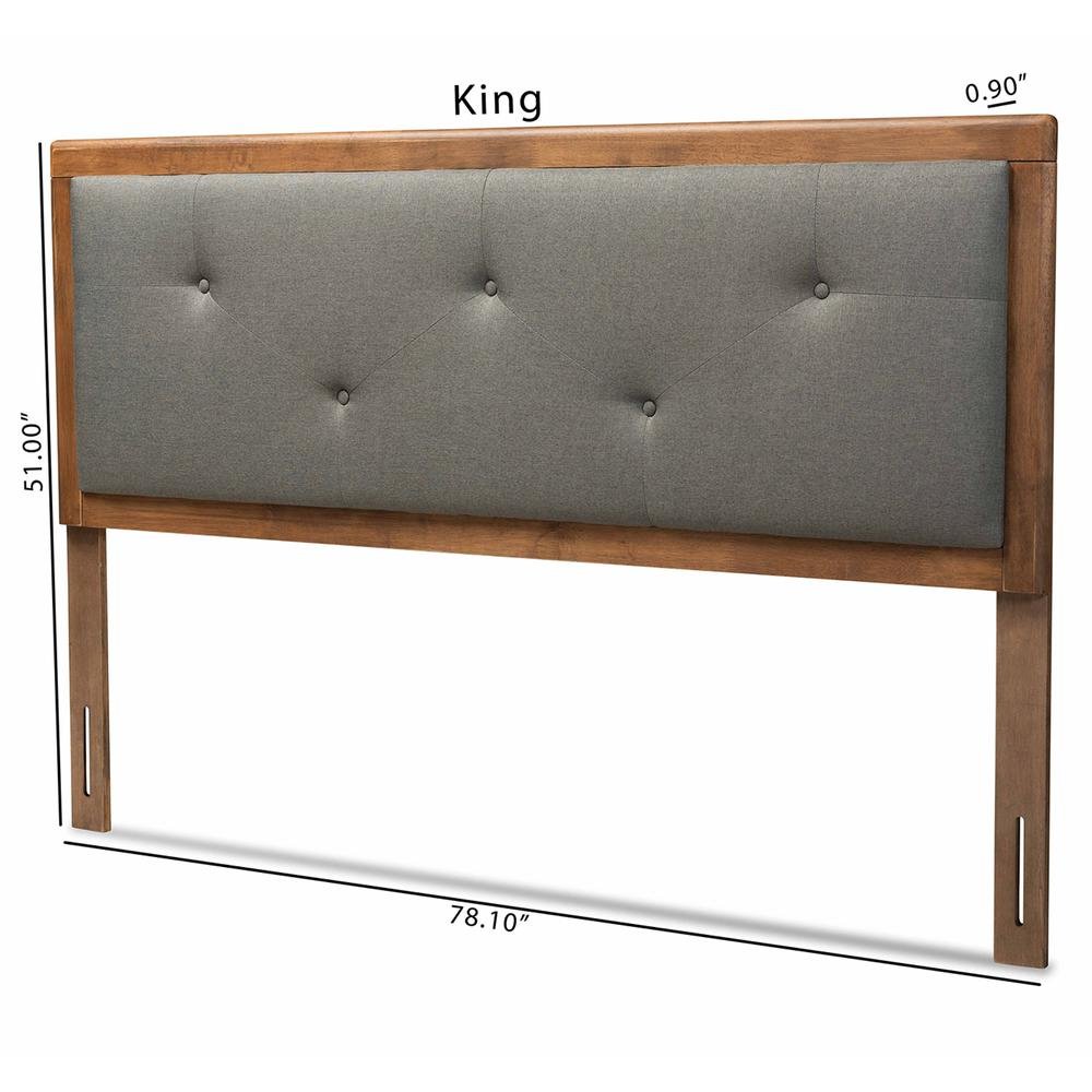 Walnut Brown Finished Wood King Size Headboard. Picture 17