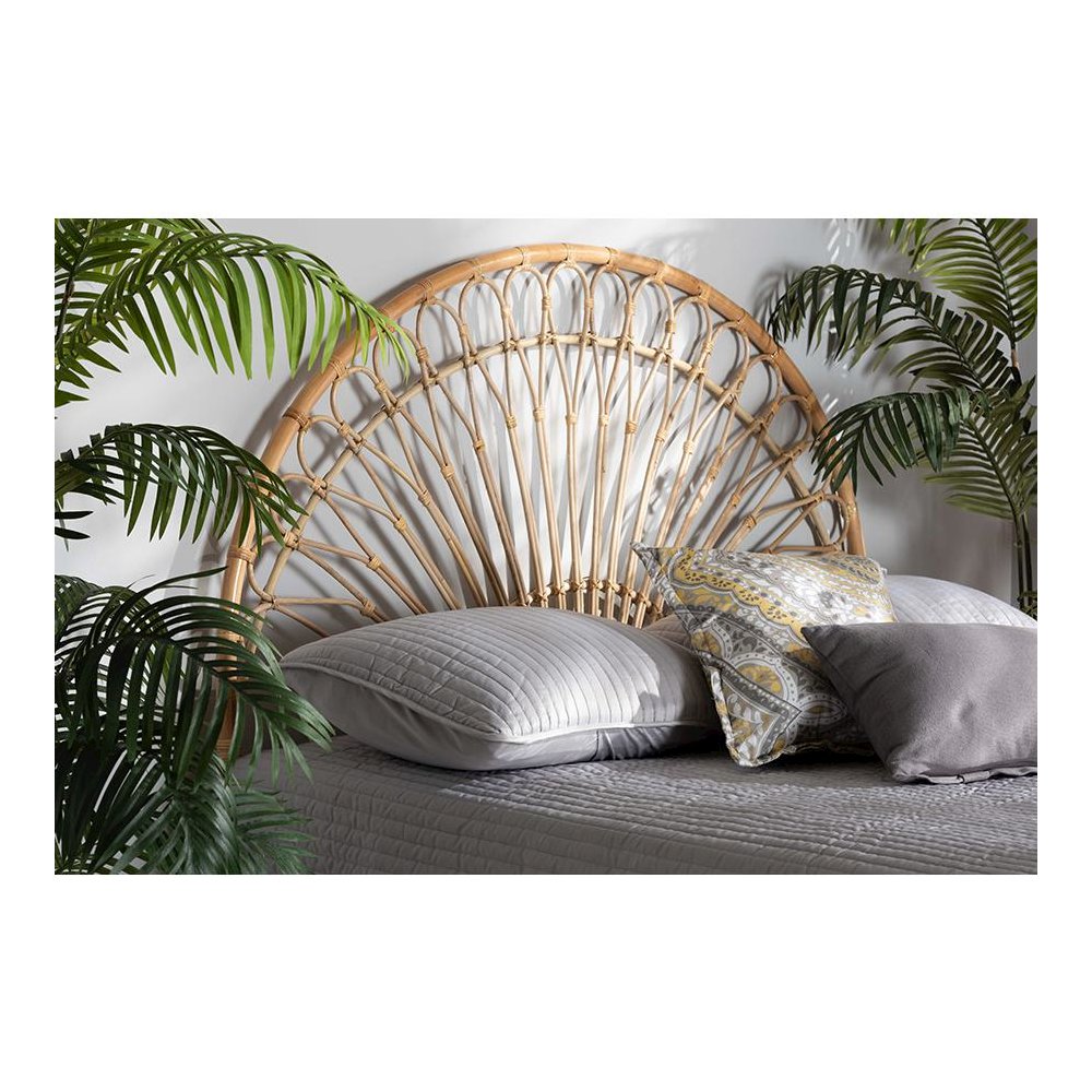 Bohemian Natural Brown Rattan King Size Standalone Headboard. Picture 15