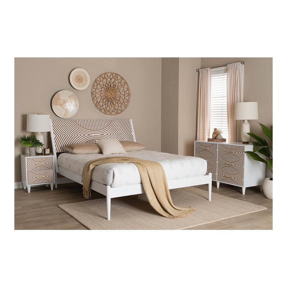 Baxton Studio Louetta Carved Contrasting 3-Piece Bedroom Set. Picture 29