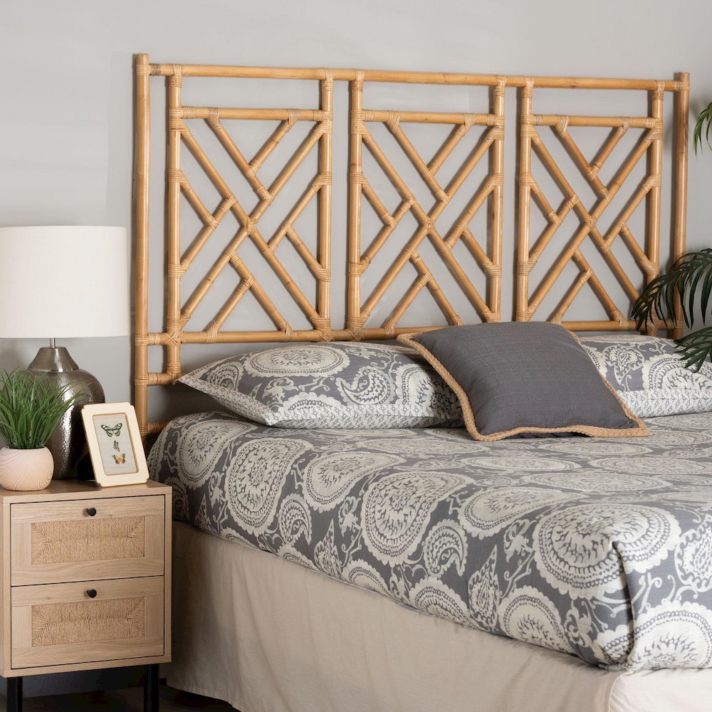 Karavo Bohemian Natural Rattan King Size Standalone Headboard. Picture 13