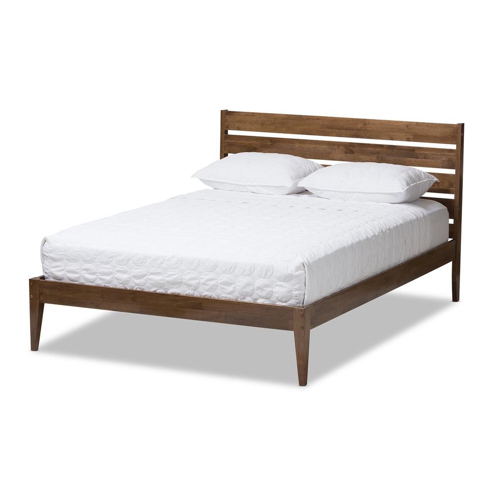 Solid Walnut Wood Slatted Headboard Style King Size Platform Bed. Picture 9