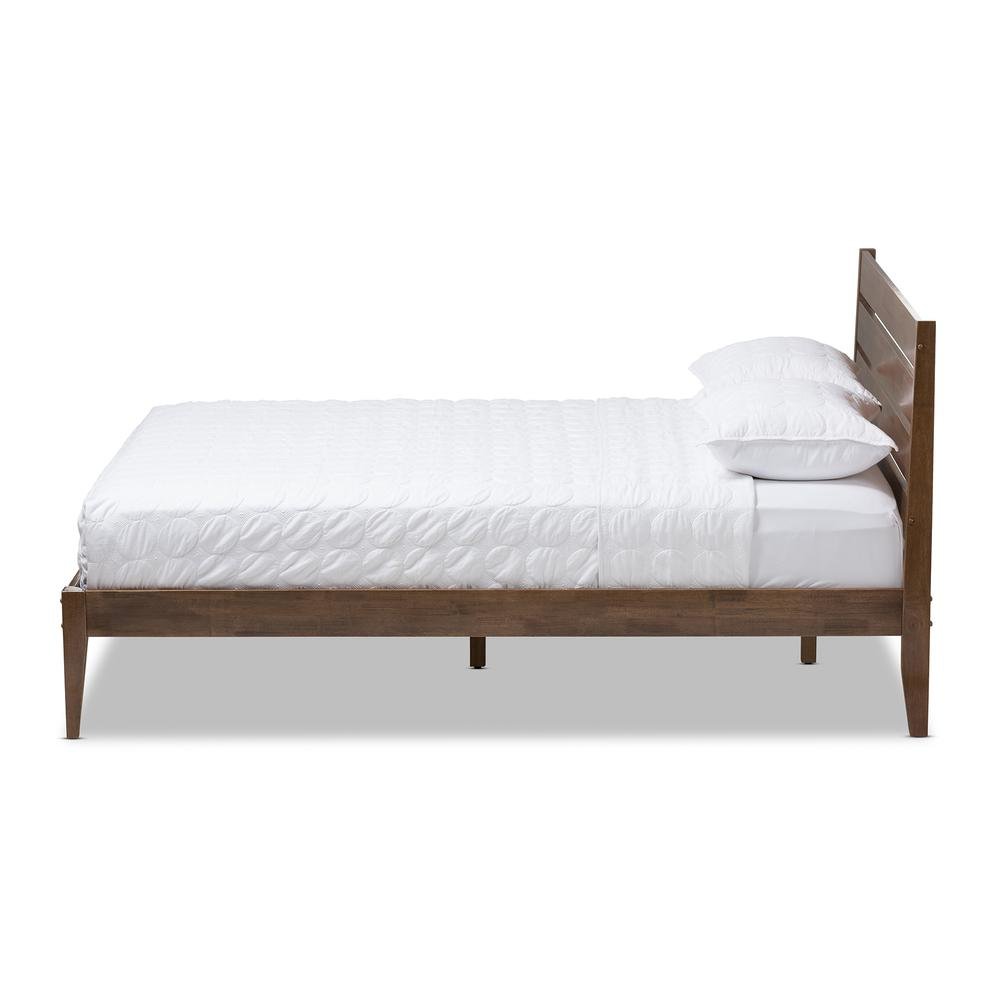 Solid Walnut Wood Slatted Headboard Style King Size Platform Bed. Picture 10