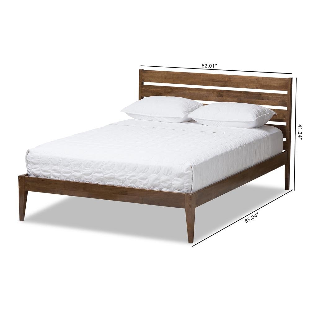Solid Walnut Wood Slatted Headboard Style King Size Platform Bed. Picture 16
