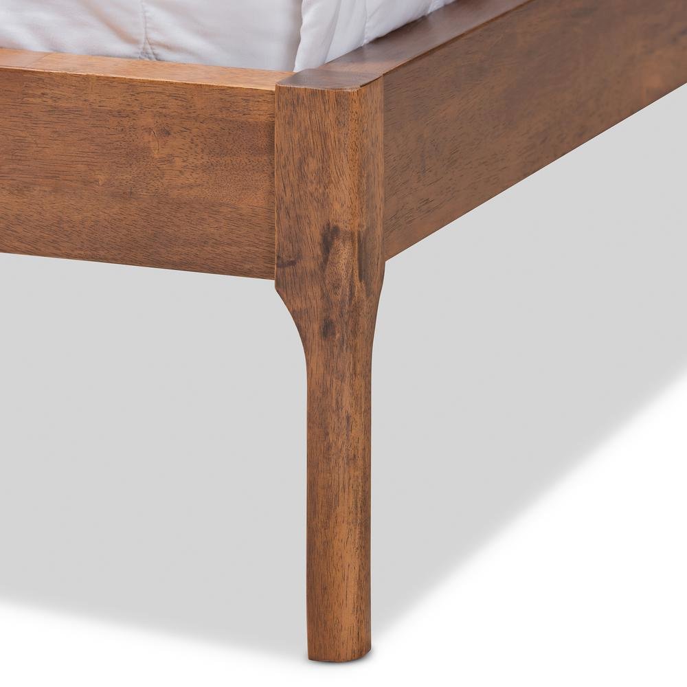 Grey Fabric Upholstered Walnut Finished King Size Platform Bed. Picture 15