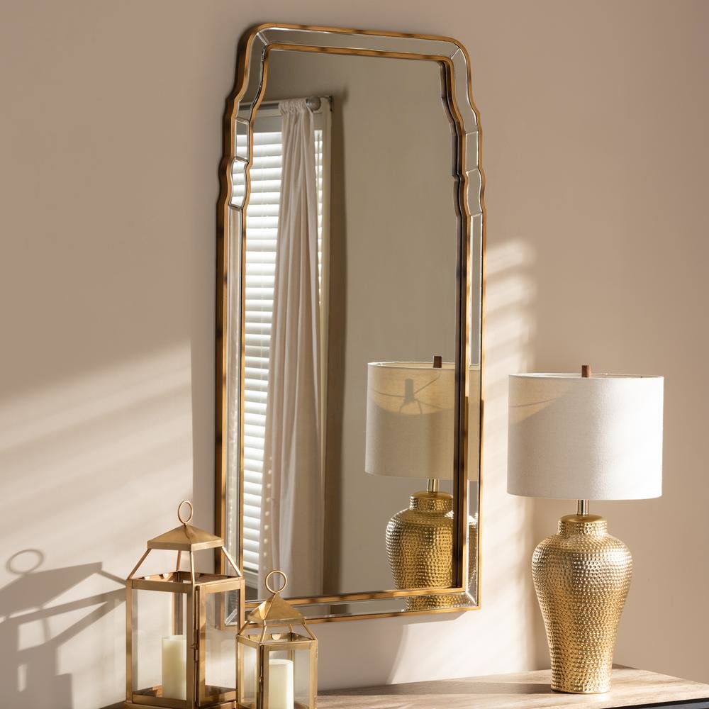 Queen Anne Style Antique Gold Finished Accent Wall Mirror. Picture 8