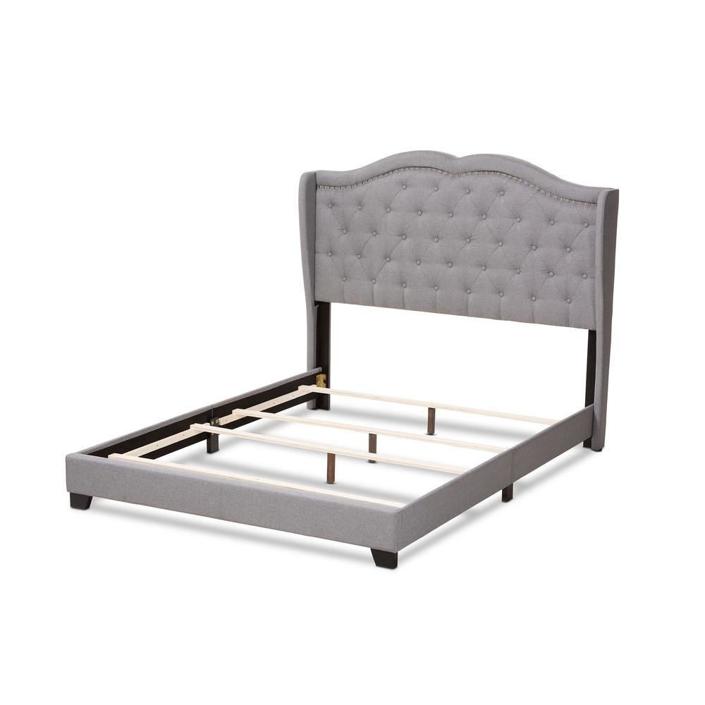Baxton Studio Aden Modern and Contemporary Grey Fabric Upholstered King Size Bed. Picture 13