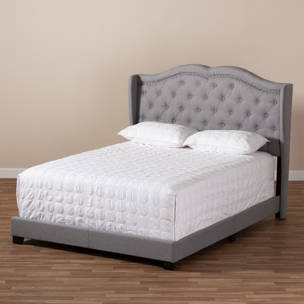 Baxton Studio Aden Modern and Contemporary Grey Fabric Upholstered King Size Bed. Picture 17