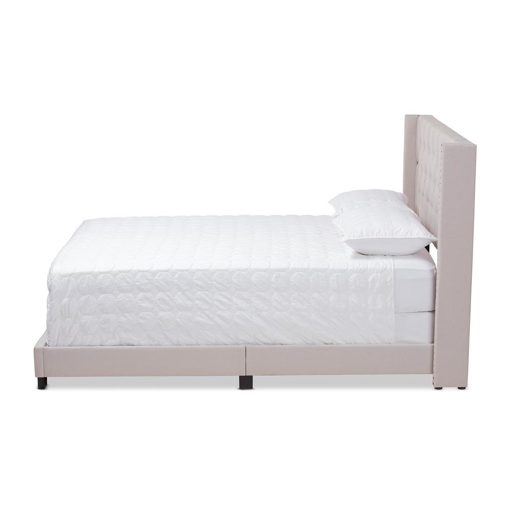 Brady Modern and Contemporary Beige Fabric Upholstered King Size Bed. Picture 12