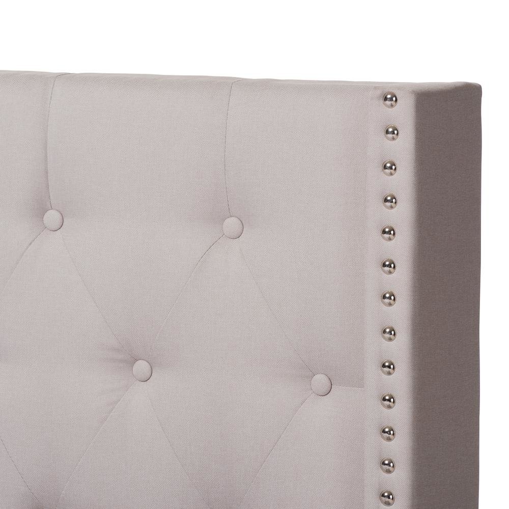 Brady Modern and Contemporary Beige Fabric Upholstered King Size Bed. Picture 14
