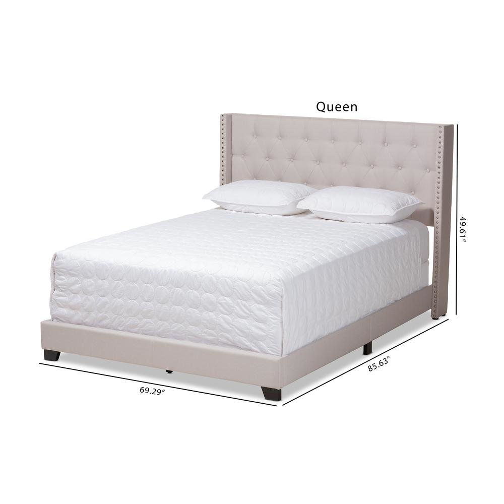 Brady Modern and Contemporary Beige Fabric Upholstered King Size Bed. Picture 19