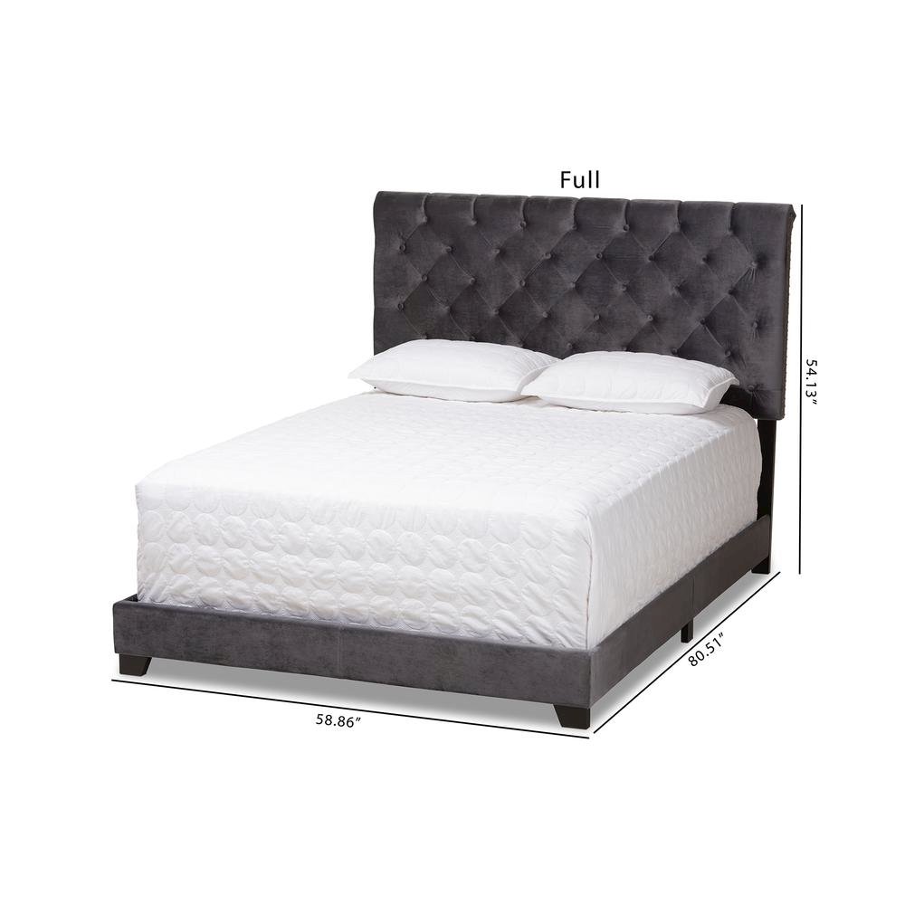Candace Luxe and Glamour Dark Grey Velvet Upholstered King Size Bed. Picture 18