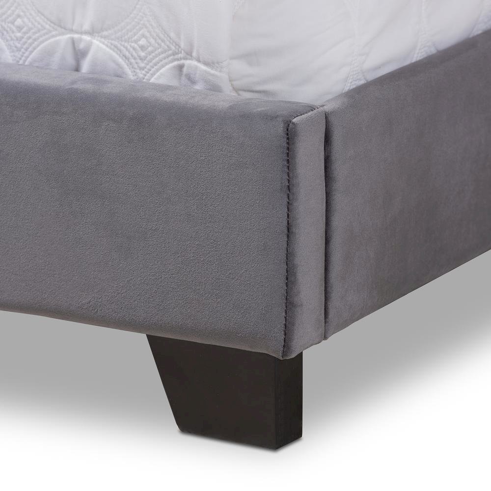 Baxton Studio Darcy Luxe and Glamour Dark Grey Velvet Upholstered King Size Bed. Picture 15
