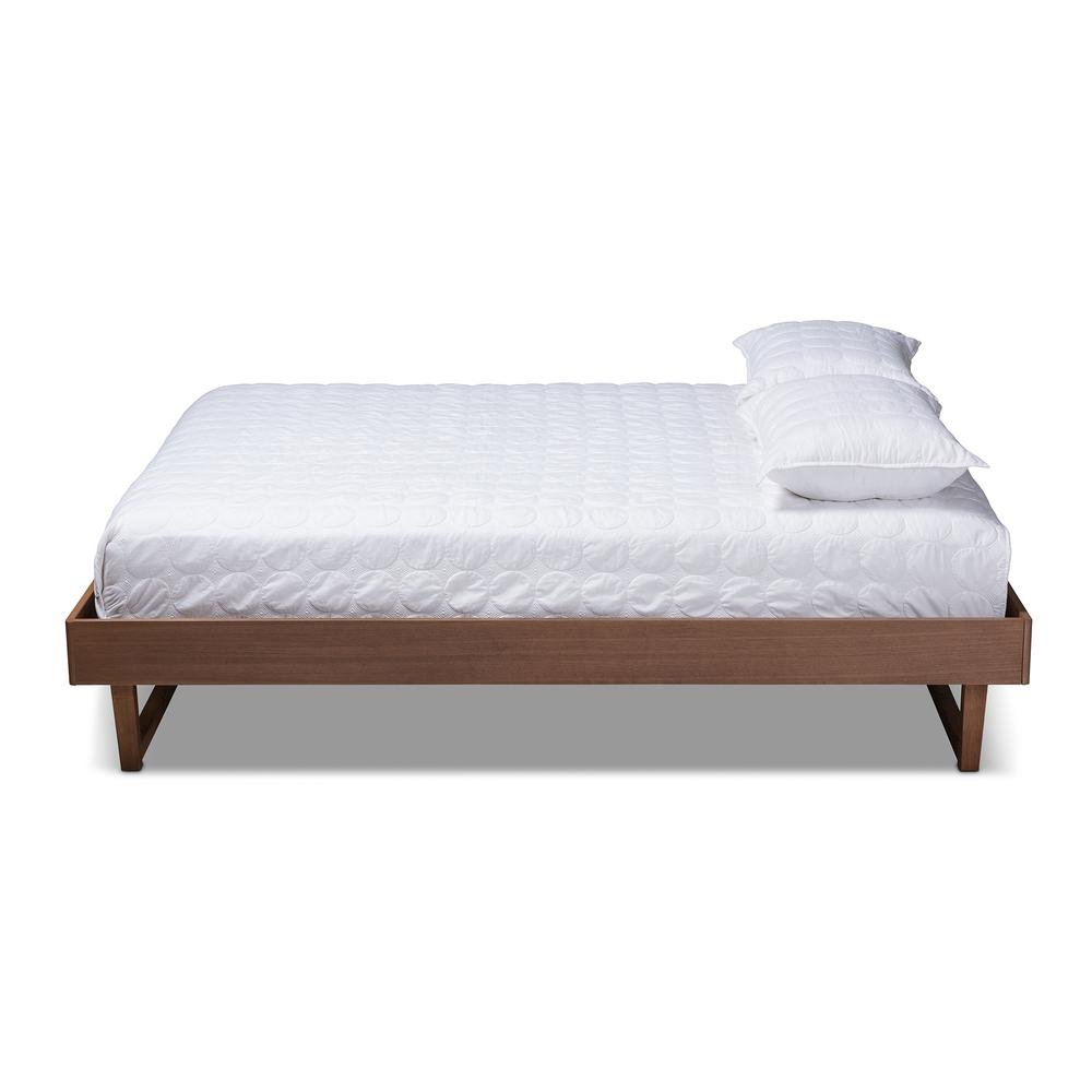 Walnut Brown Finished Wood King Size Platform Bed Frame. Picture 11