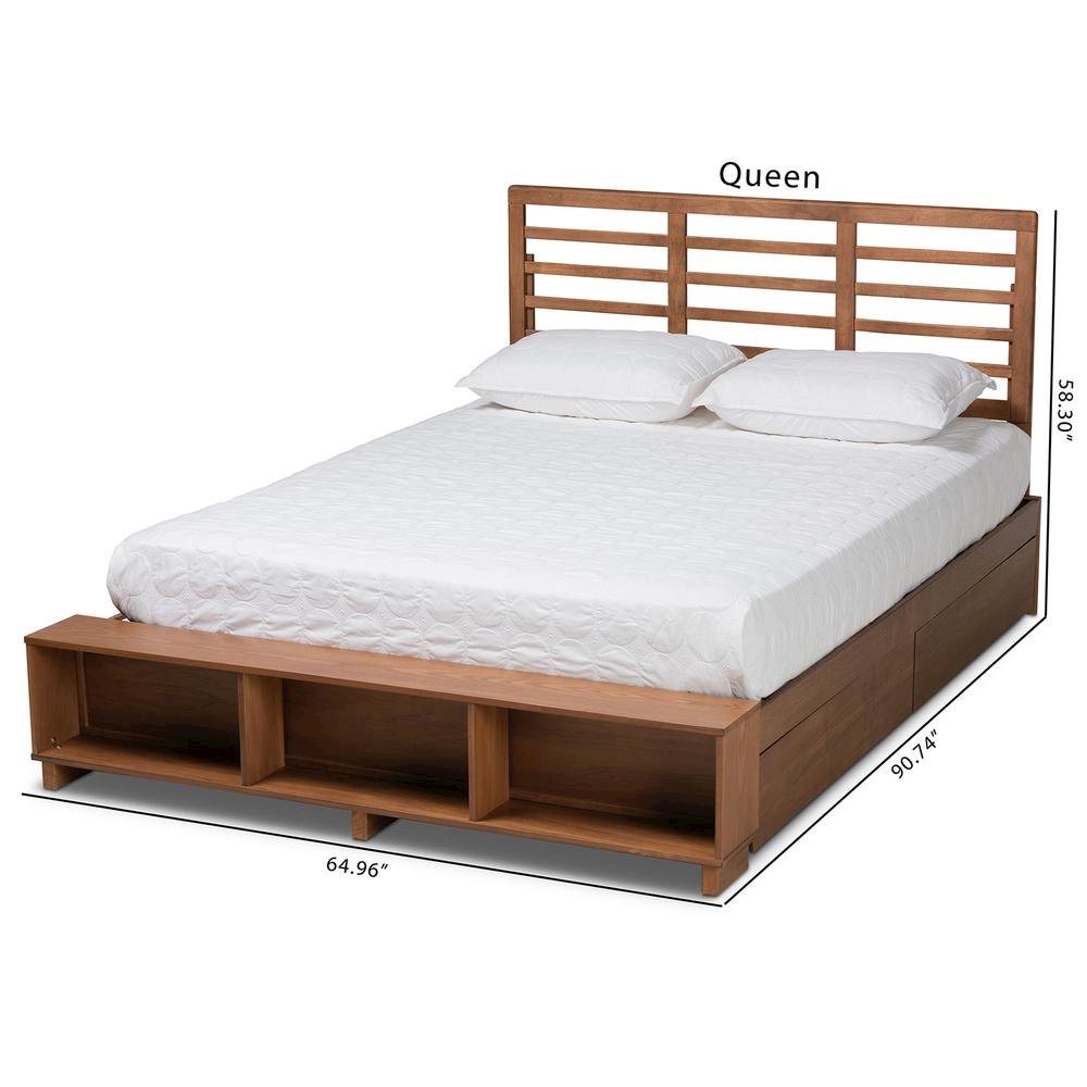 Walnut Brown Finished Wood 4-Drawer King Size Platform Storage Bed. Picture 27
