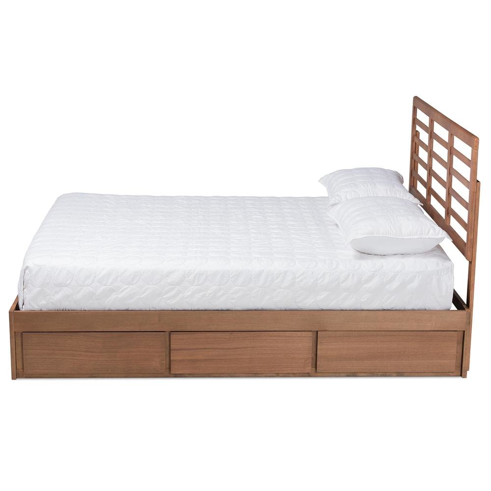 Walnut Brown Finished Wood King Size 3-Drawer Platform Storage Bed. Picture 15