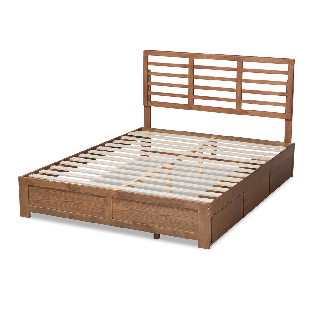Walnut Brown Finished Wood King Size 3-Drawer Platform Storage Bed. Picture 16
