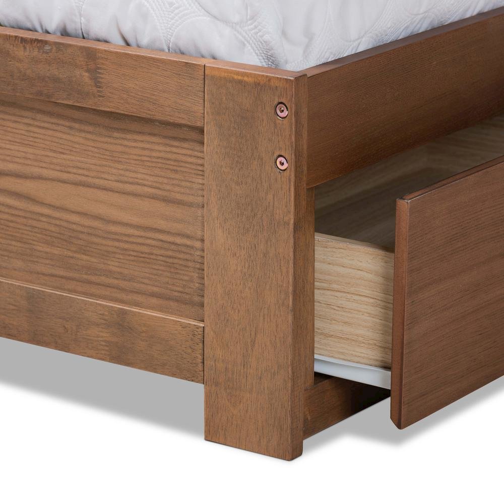 Walnut Brown Finished Wood King Size 3-Drawer Platform Storage Bed. Picture 19