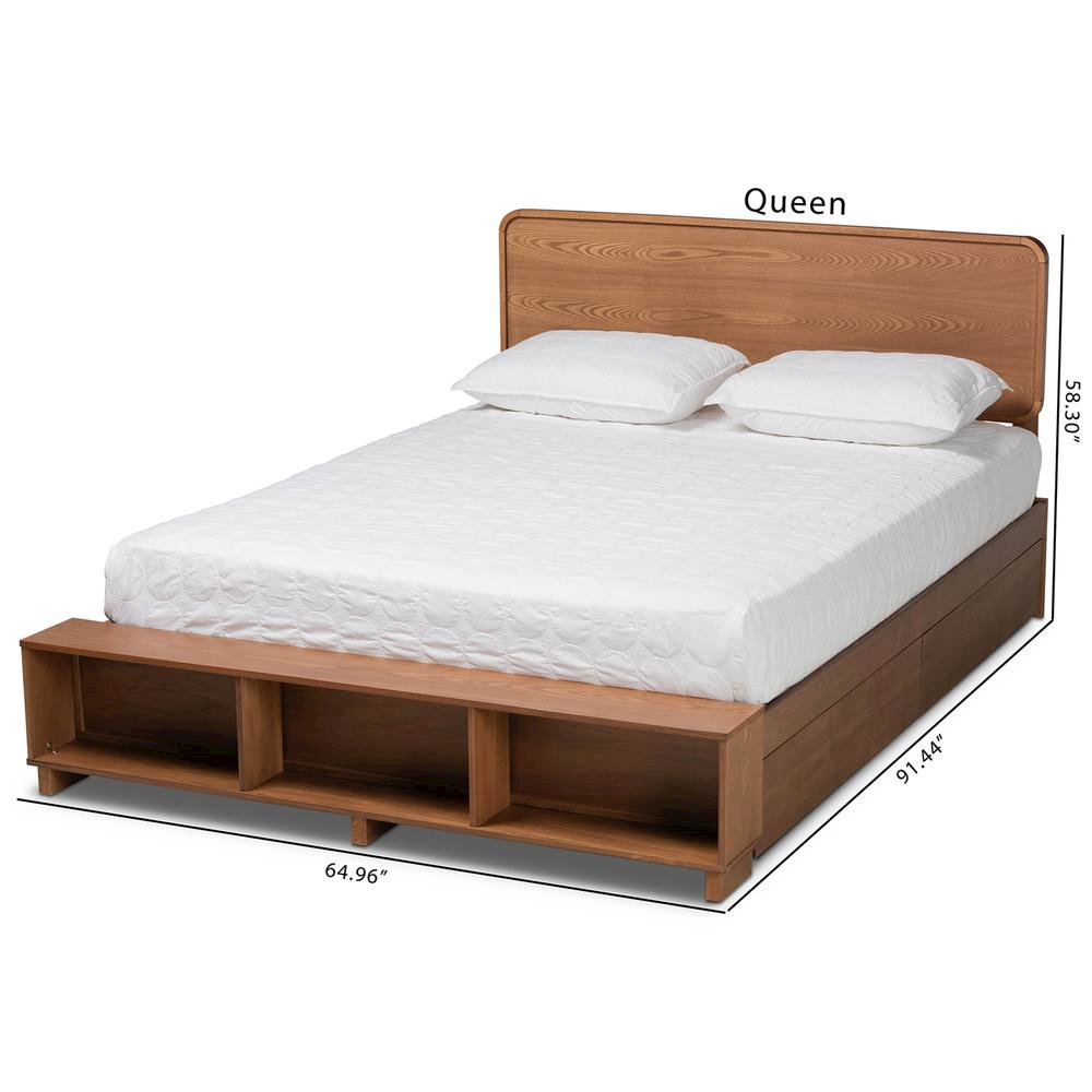 Walnut Brown Finished Wood 4-Drawer King Size Platform Storage Bed. Picture 27