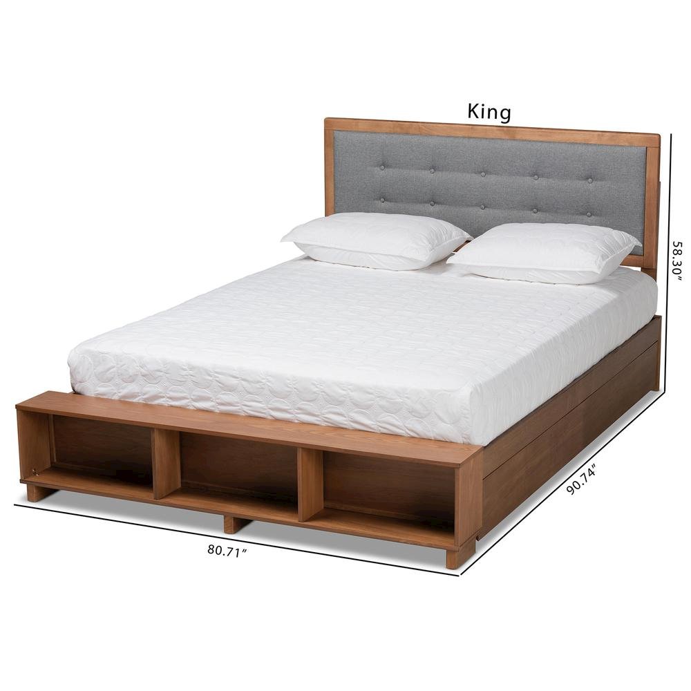 Walnut Brown Finished Wood 4-Drawer King Size Platform Storage Bed. Picture 28