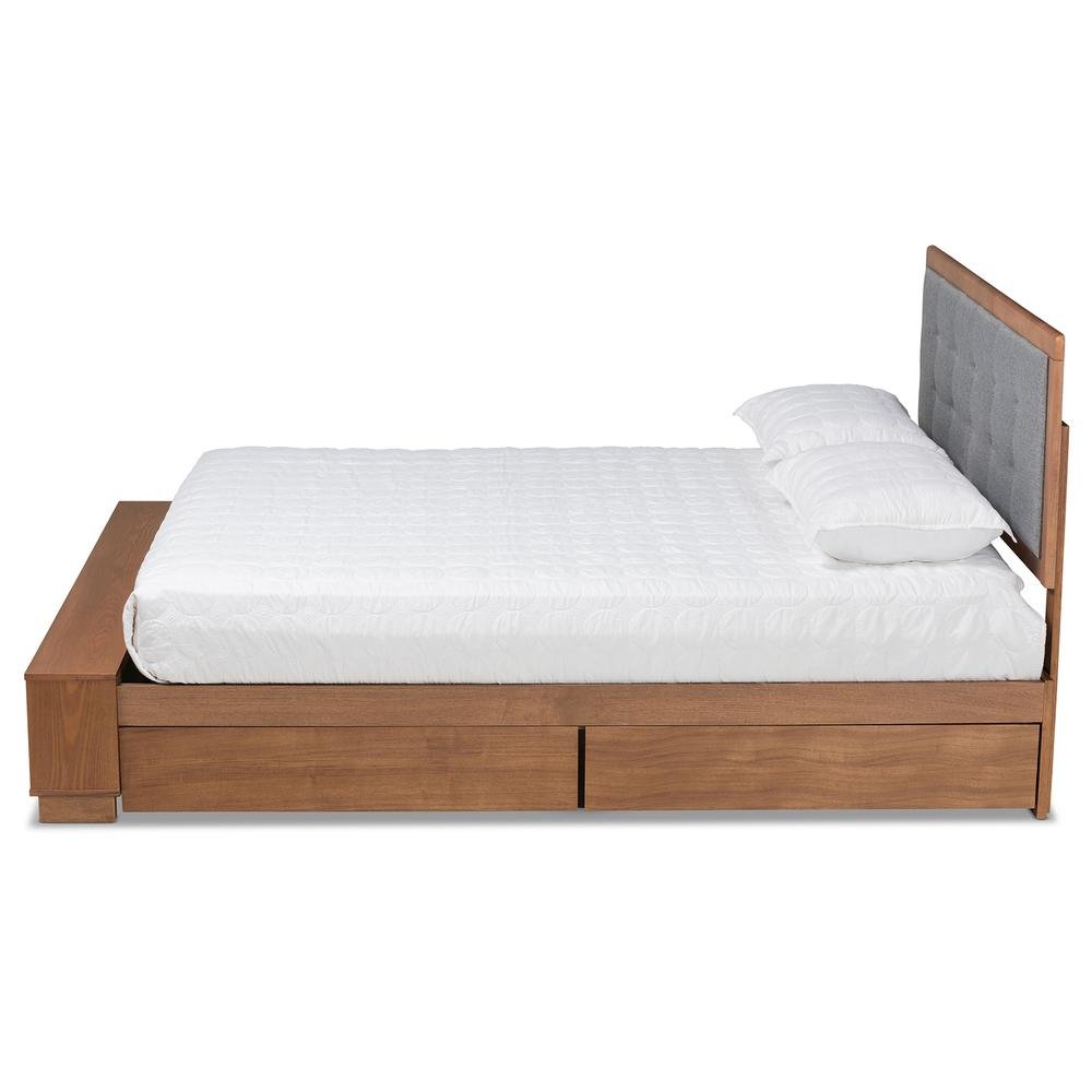 Walnut Brown Finished Wood 4-Drawer King Size Platform Storage Bed. Picture 17