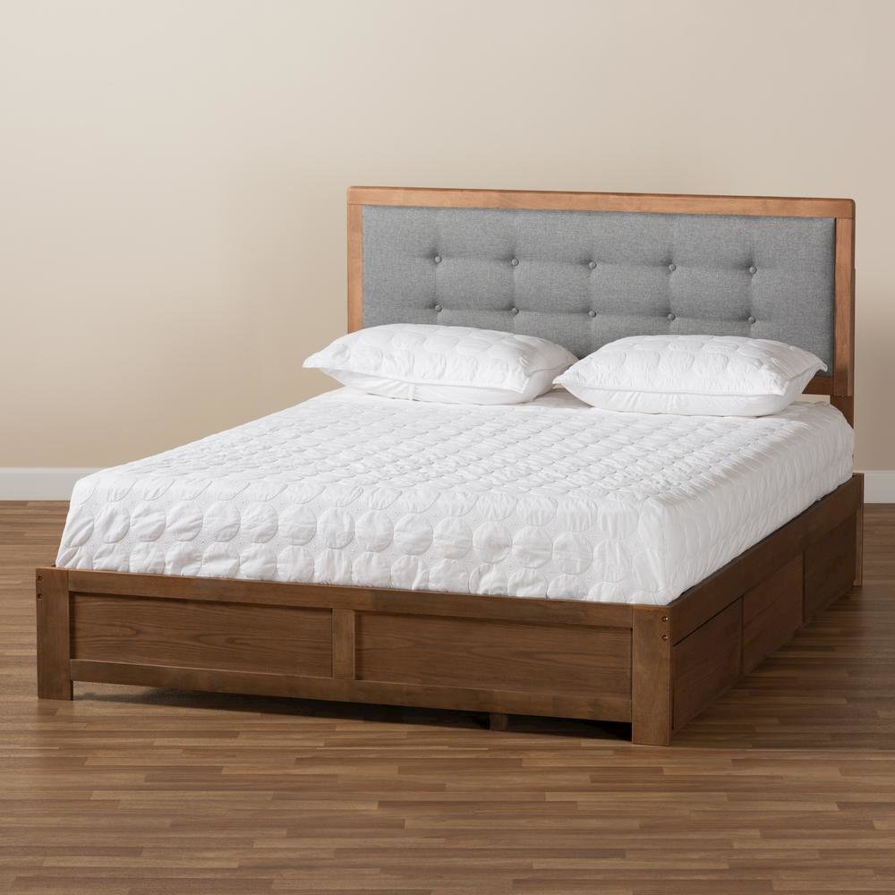 Ash Walnut Brown Finished Wood King Size 3-Drawer Platform Storage Bed. Picture 22