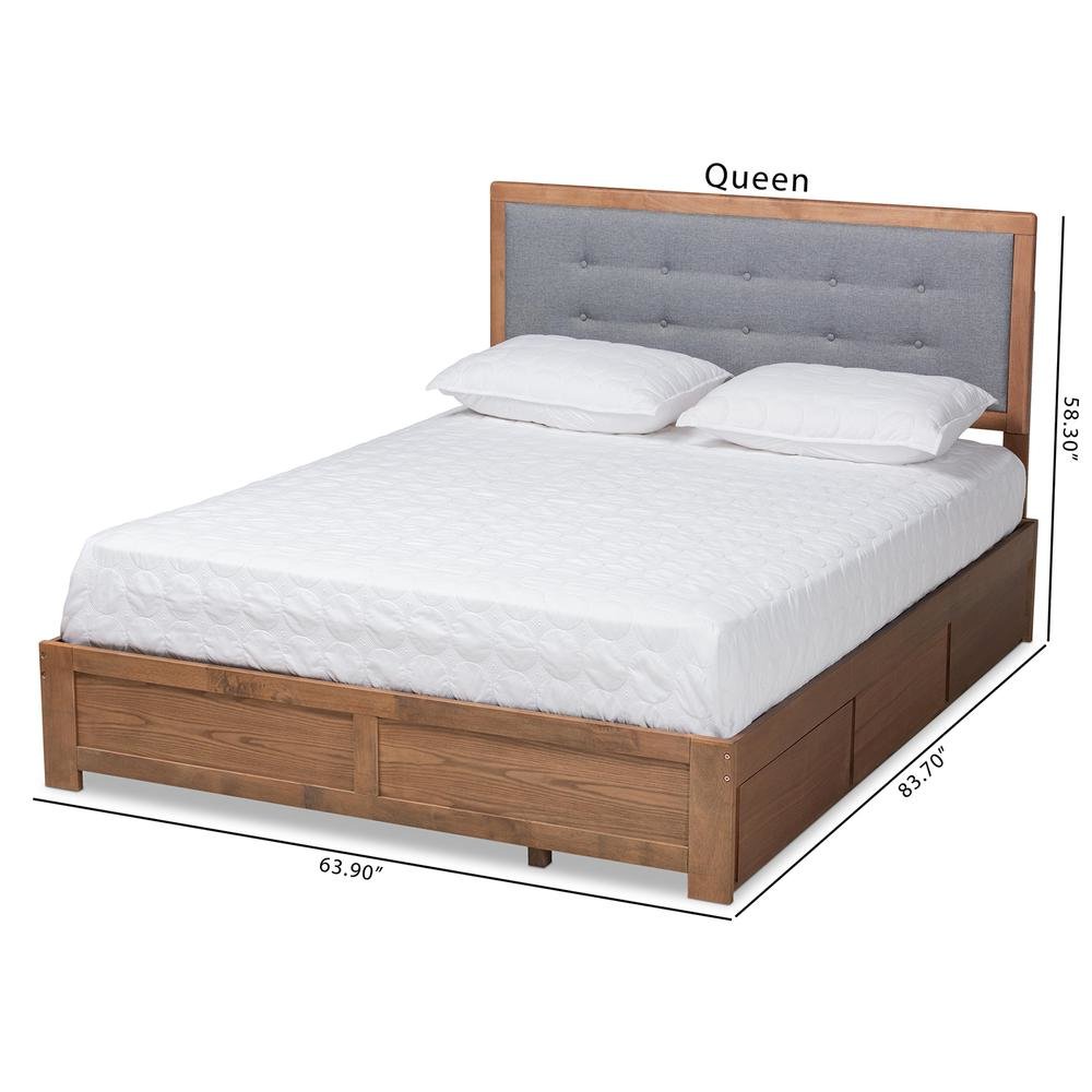 Ash Walnut Brown Finished Wood King Size 3-Drawer Platform Storage Bed. Picture 24
