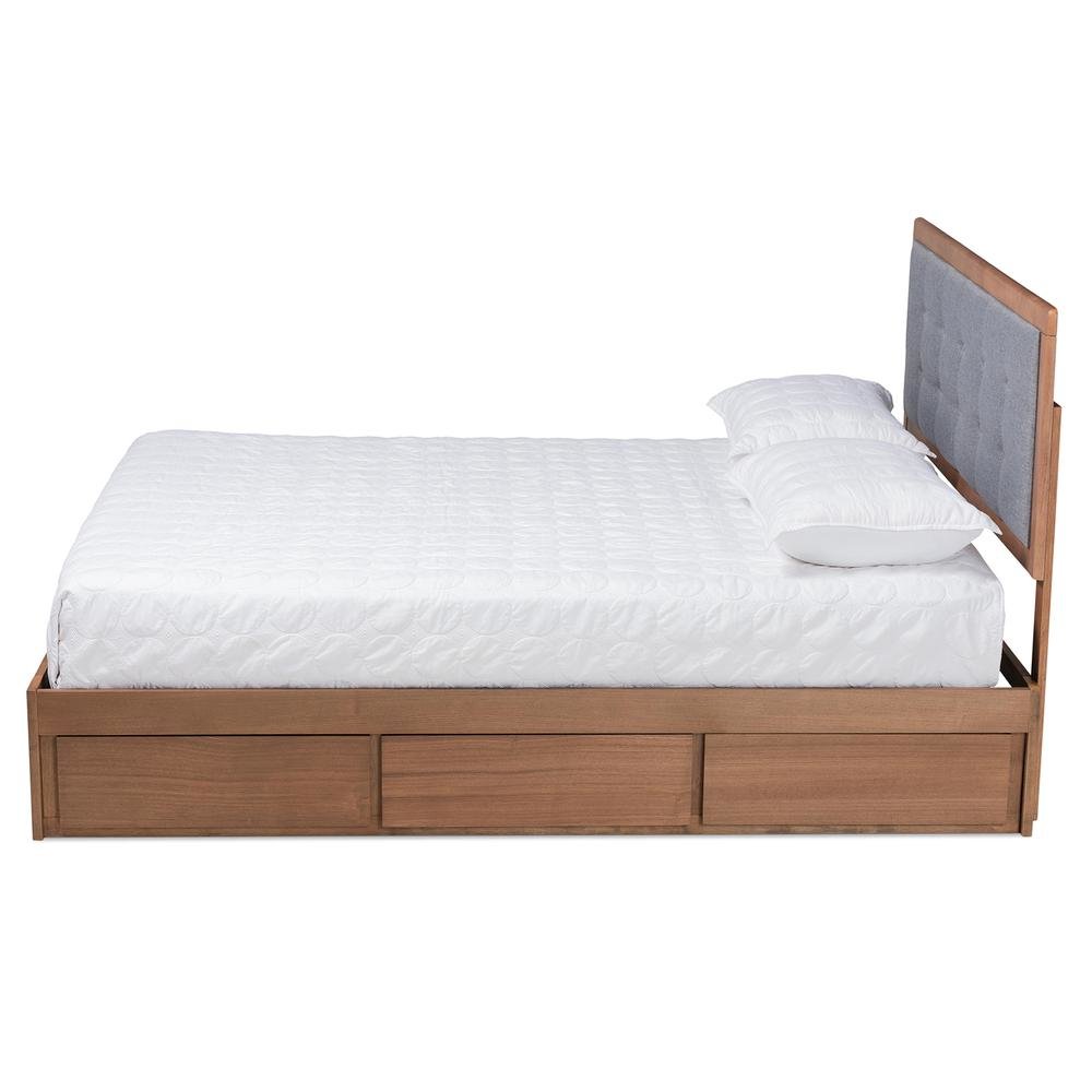 Ash Walnut Brown Finished Wood King Size 3-Drawer Platform Storage Bed. Picture 15