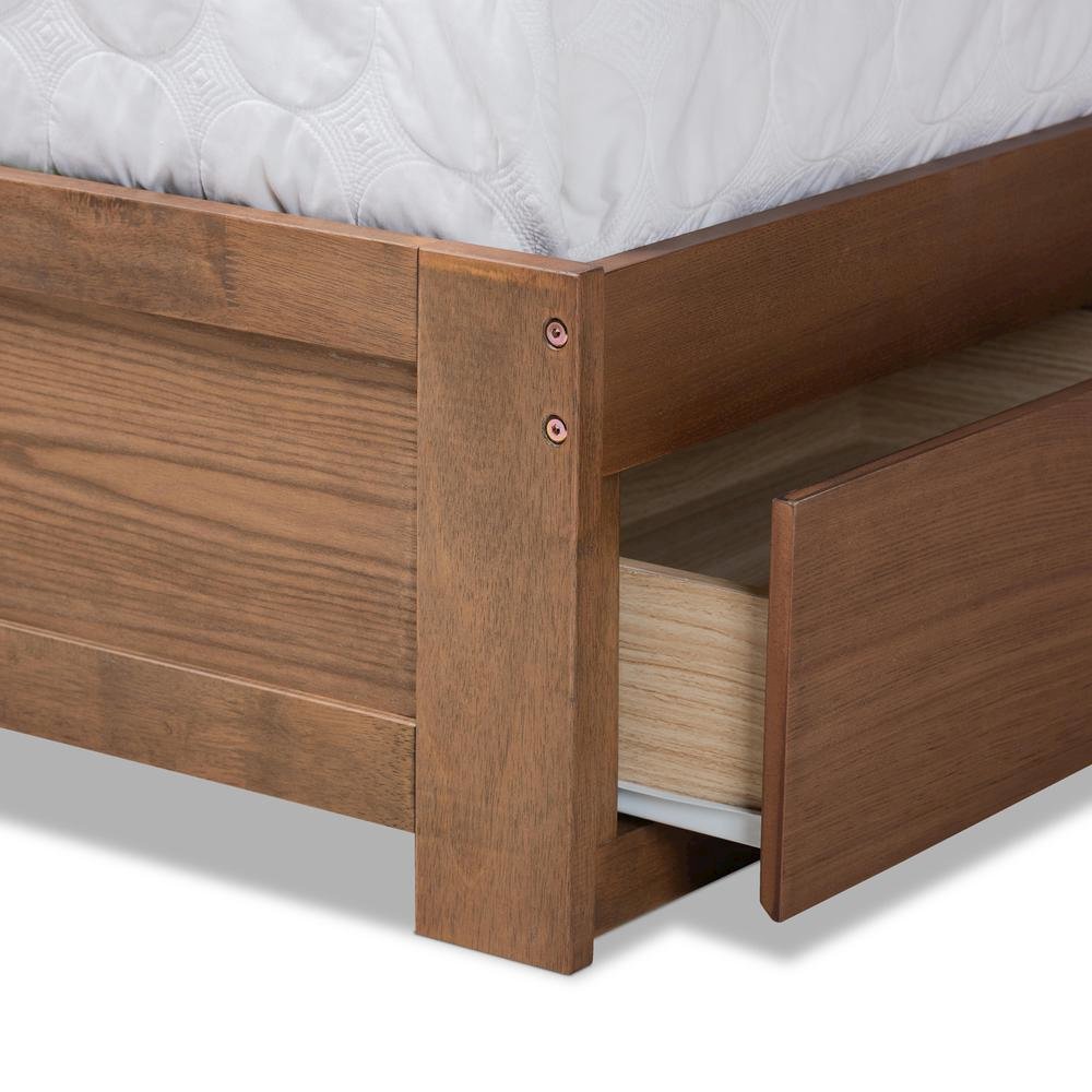 Ash Walnut Brown Finished Wood King Size 3-Drawer Platform Storage Bed. Picture 19
