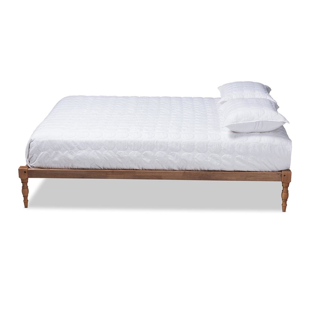 Walnut Brown Finished Wood King Size Platform Bed Frame. Picture 11