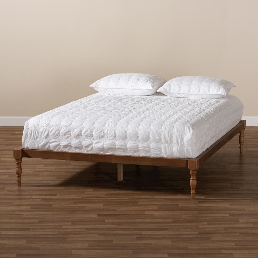 Walnut Brown Finished Wood King Size Platform Bed Frame. Picture 15