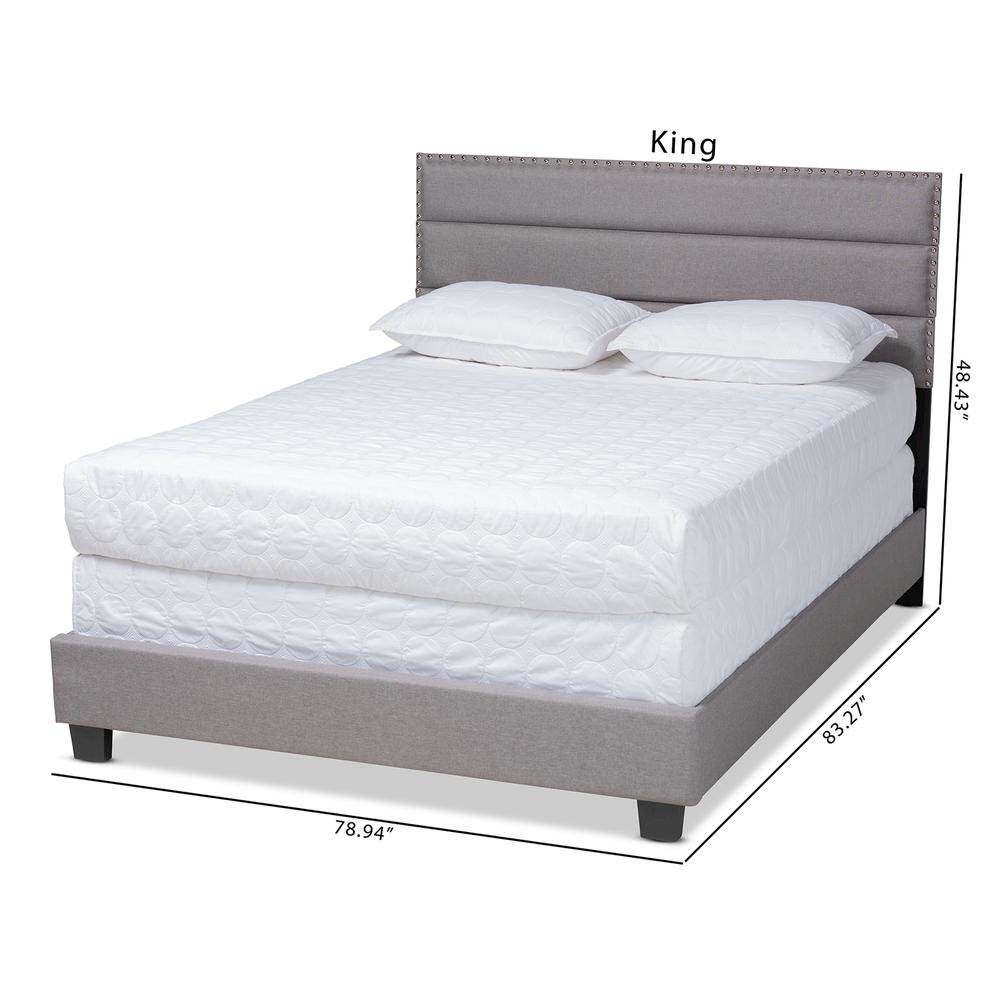 Ansa Modern and Contemporary Grey Fabric Upholstered Queen Size Bed. Picture 20