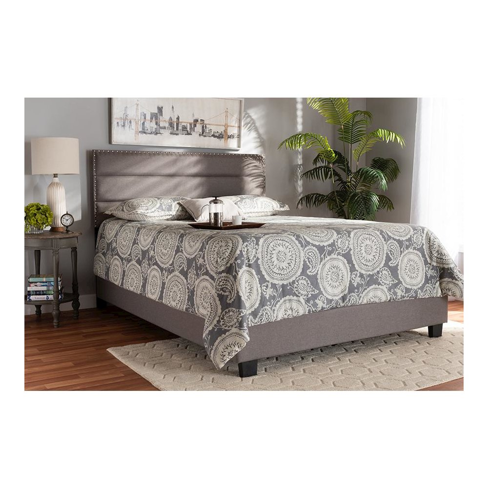 Ansa Modern and Contemporary Grey Fabric Upholstered Queen Size Bed. Picture 21