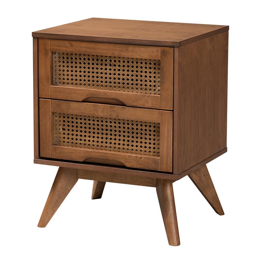 Ash Walnut Finished Wood 4-Piece King Size Bedroom Set with Synthetic Rattan. Picture 19
