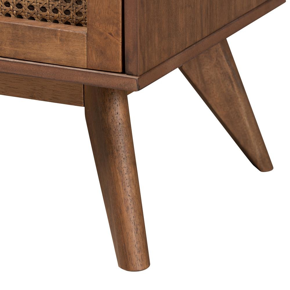 Ash Walnut Finished Wood 4-Piece King Size Bedroom Set with Synthetic Rattan. Picture 22