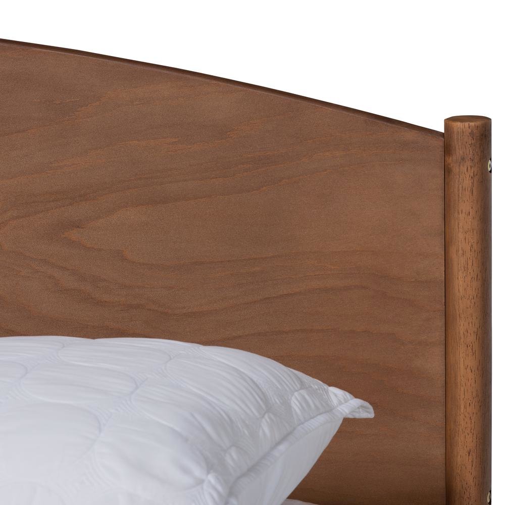 Leanora Mid-Century Modern Ash Wanut Finished King Size Wood Platform Bed. Picture 14